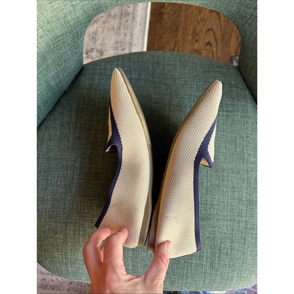 Birdies the blackbird flats loafers eggshell navy  Ballet Flats women 9.5 EUC